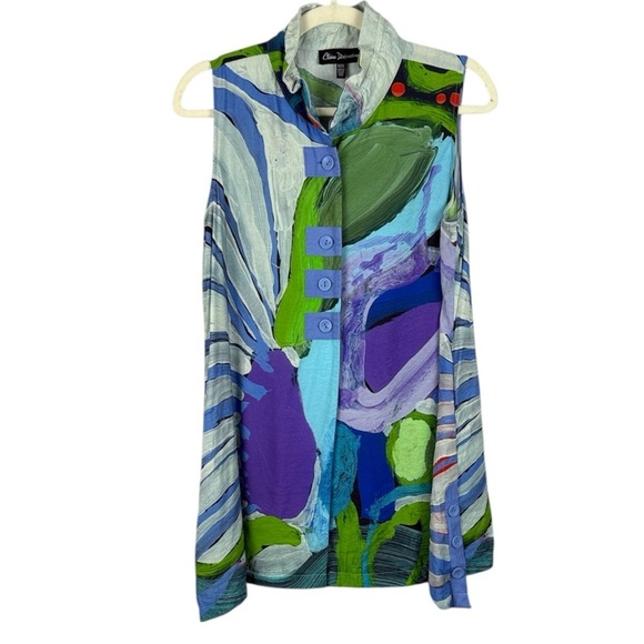 Claire Desjardins Tops - Claire Desjardins Abstract Wearable Art Sleeveless Tunic Top - Size M